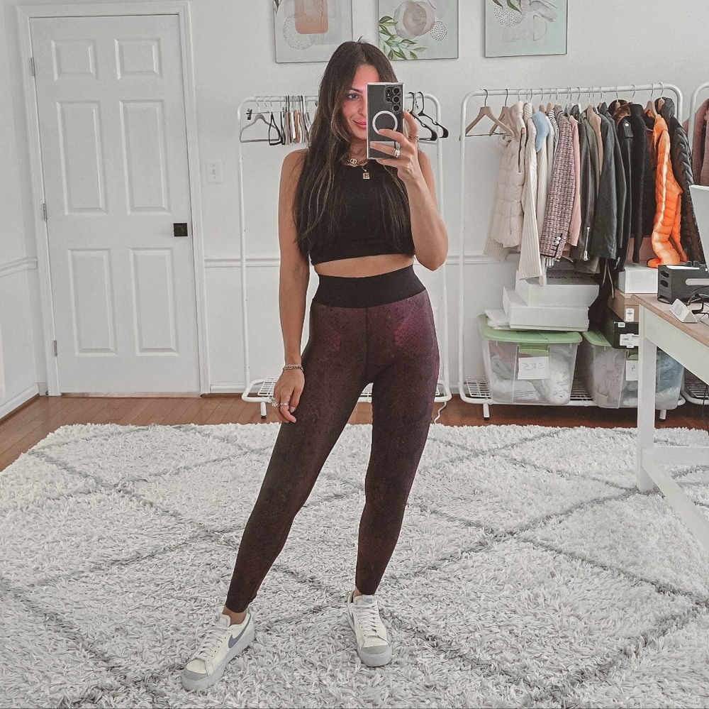 Ultracor burgundy snakeskin printed high waist leggings - Picture 3 of 11